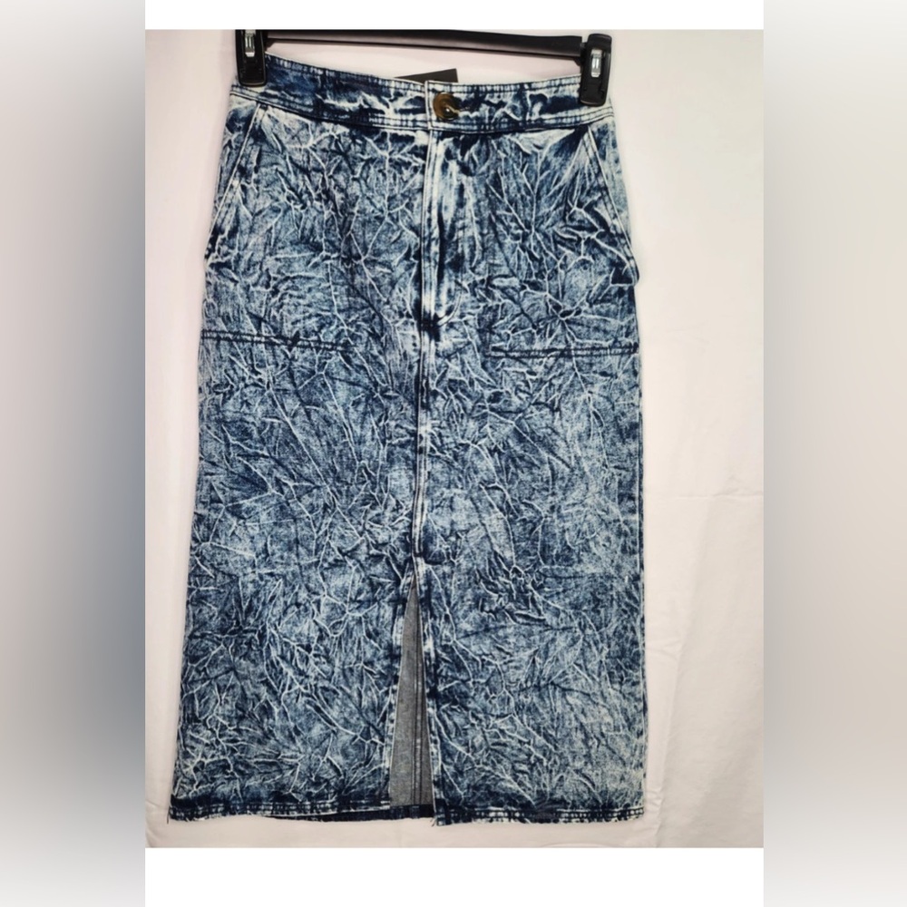 NWT Women's Midi Jean Skirt - Who What Wear - Blue Acid Wash, Sz 6 - Picture 2 of 4